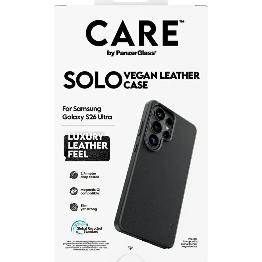 Handyhülle aus veganem Leder für Galaxy S26 Ultra, CARE by PanzerGlass Solo mit MagSafe, Schwarz - Image 6