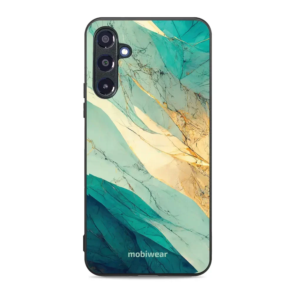Handyhülle für Galaxy A16 5G, Mobiwear Glossy Case, Türkis-Marmor