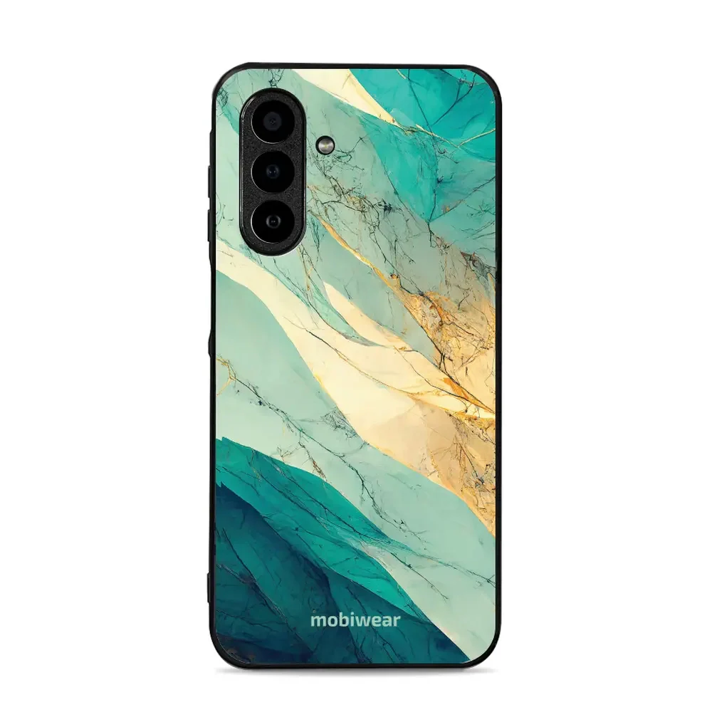 Handyhülle für Galaxy A17 5G, Mobiwear Glossy Case, Türkis-Marmor