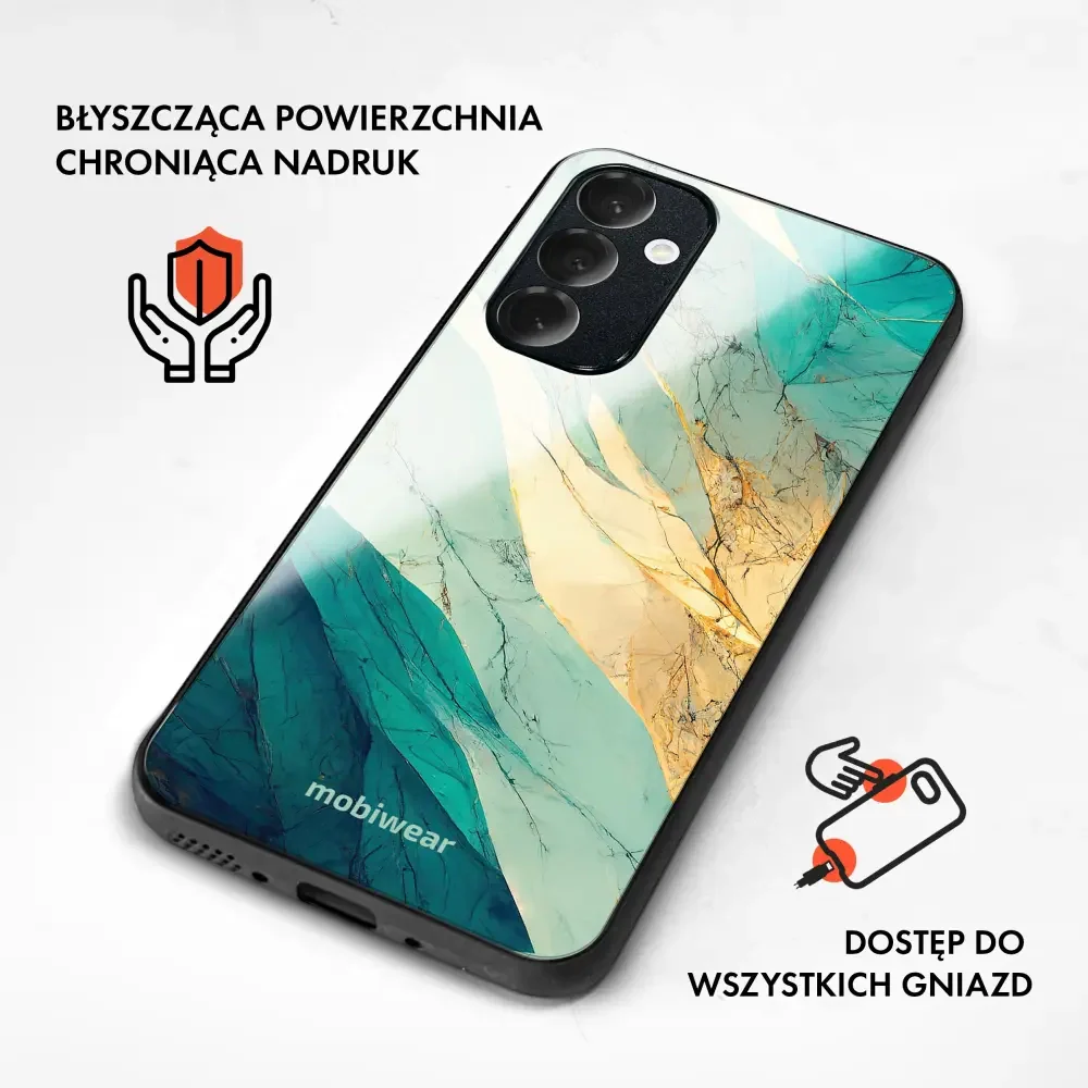 Handyhülle für Galaxy A17 5G, Mobiwear Glossy Case, Türkis-Marmor - Image 4