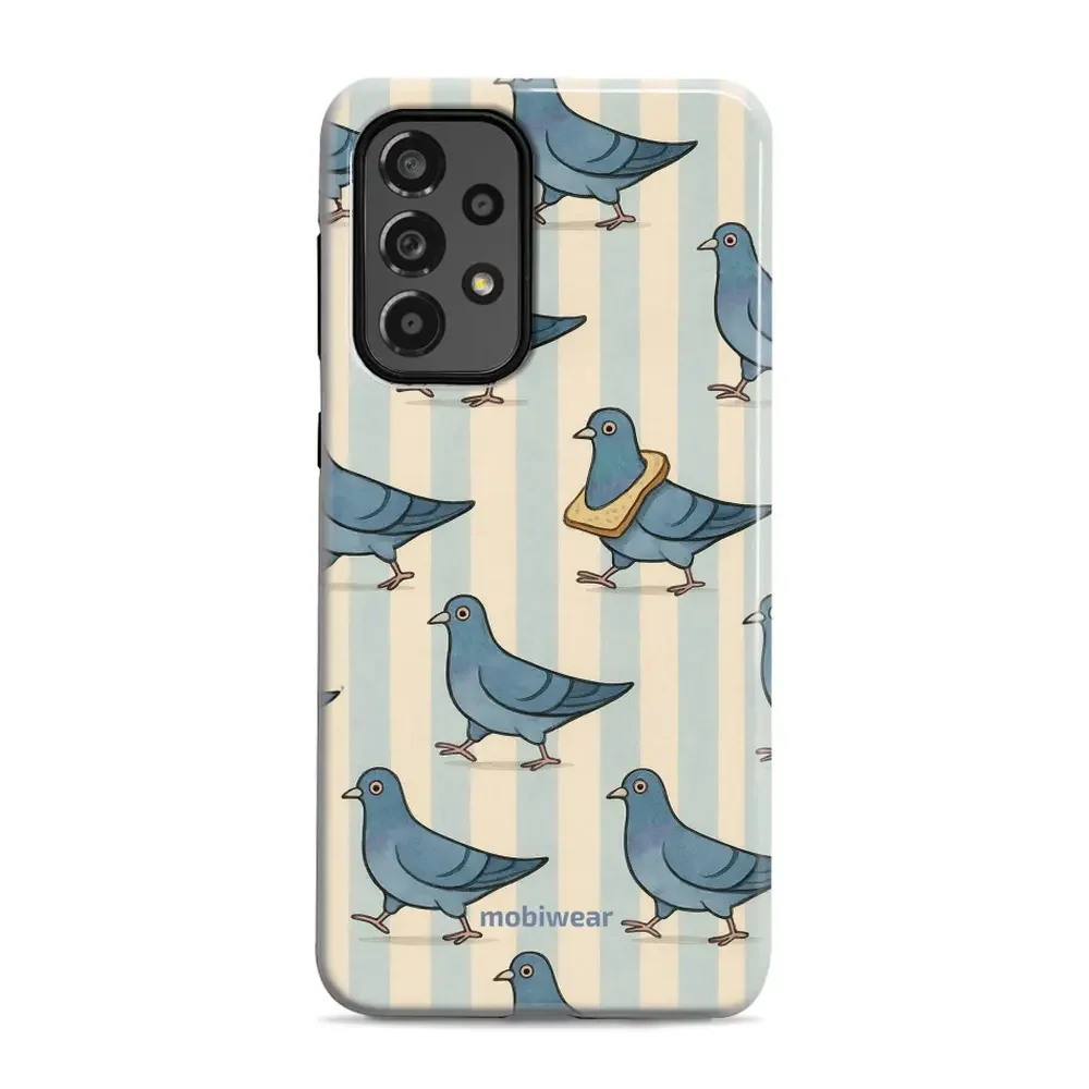 Handyhülle für Galaxy A33 5G, Mobiwear Elite Pro, Blaue Tauben