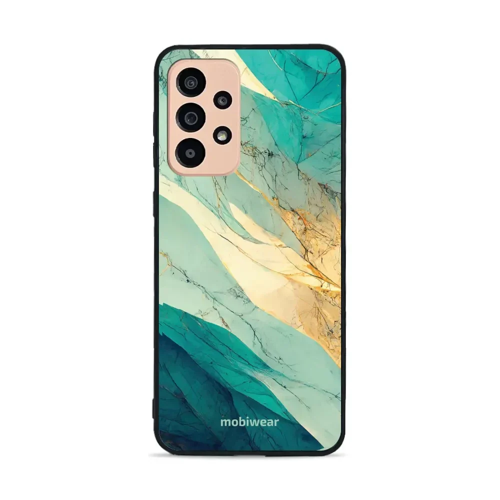 Handyhülle für Galaxy A33 5G, Mobiwear Glossy Case, Türkis-Marmor