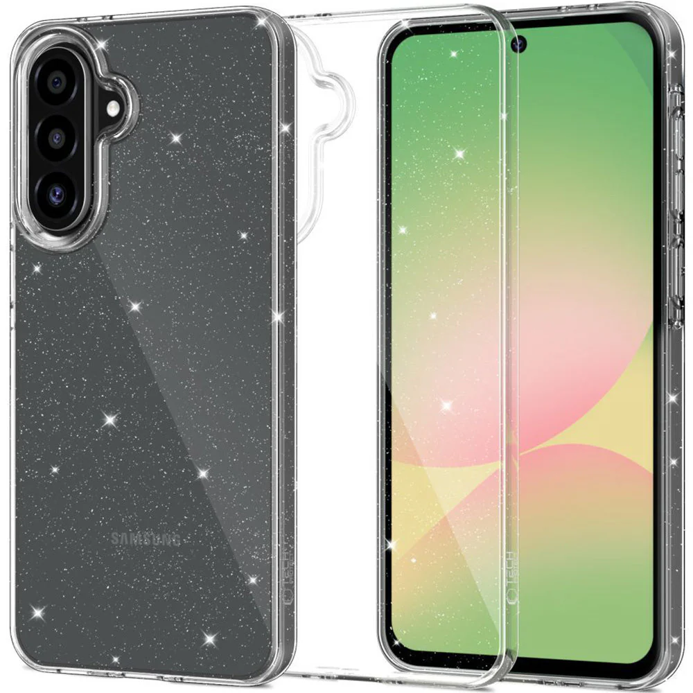 Handyhülle für Galaxy A37 5G / A36 5G, Tech-Protect FlexAir, Transparent mit Glitzer