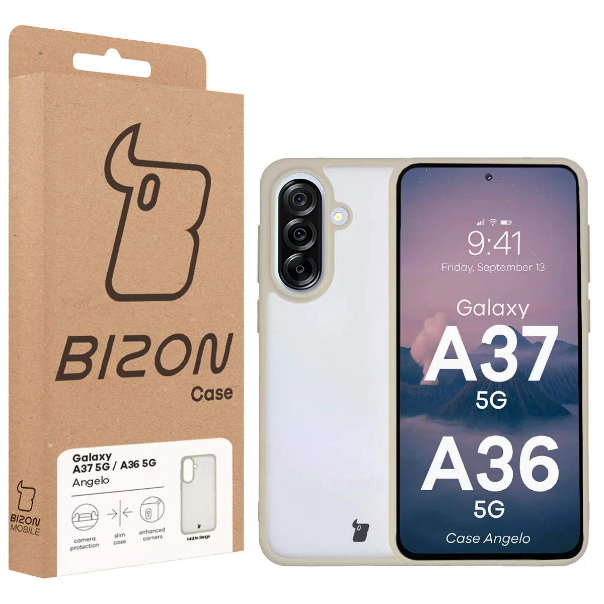 Handyhülle für Galaxy A37 5G / A36 5G, Bizon Case Angelo, Semitransparent mit beigem Rahmen - Image 6
