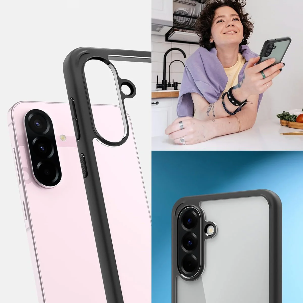 Handyhülle für Galaxy A56 5G, Spigen Ultra Hybrid, Transparent-Schwarz - Image 11