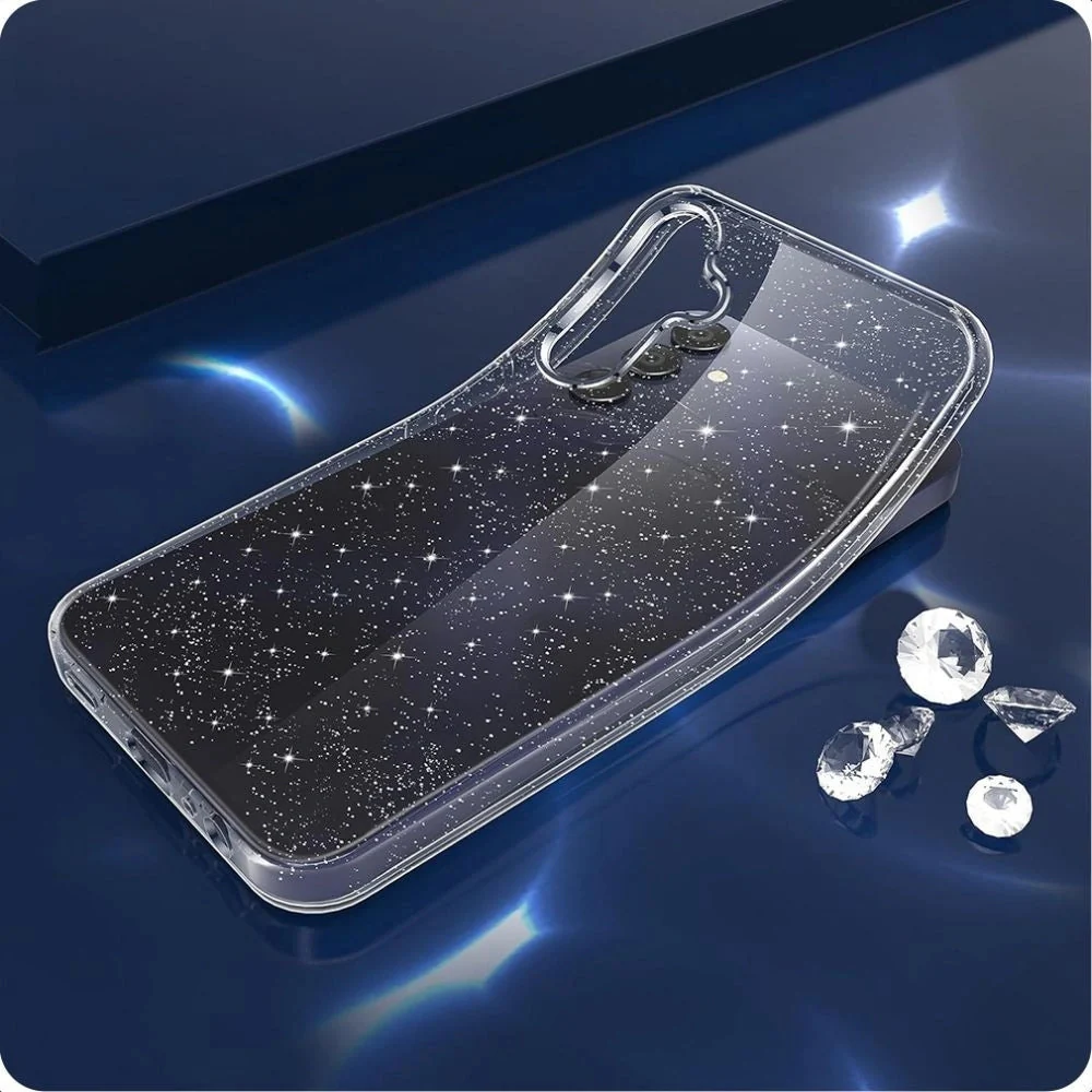 Handyhülle für Galaxy A56 5G, Tech-Protect Flexair, Transparent mit Glitzer - Image 2