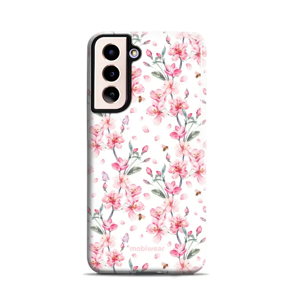 Handyhülle für Galaxy S21, Mobiwear Elite Pro, Japanischer Blumenstrauß