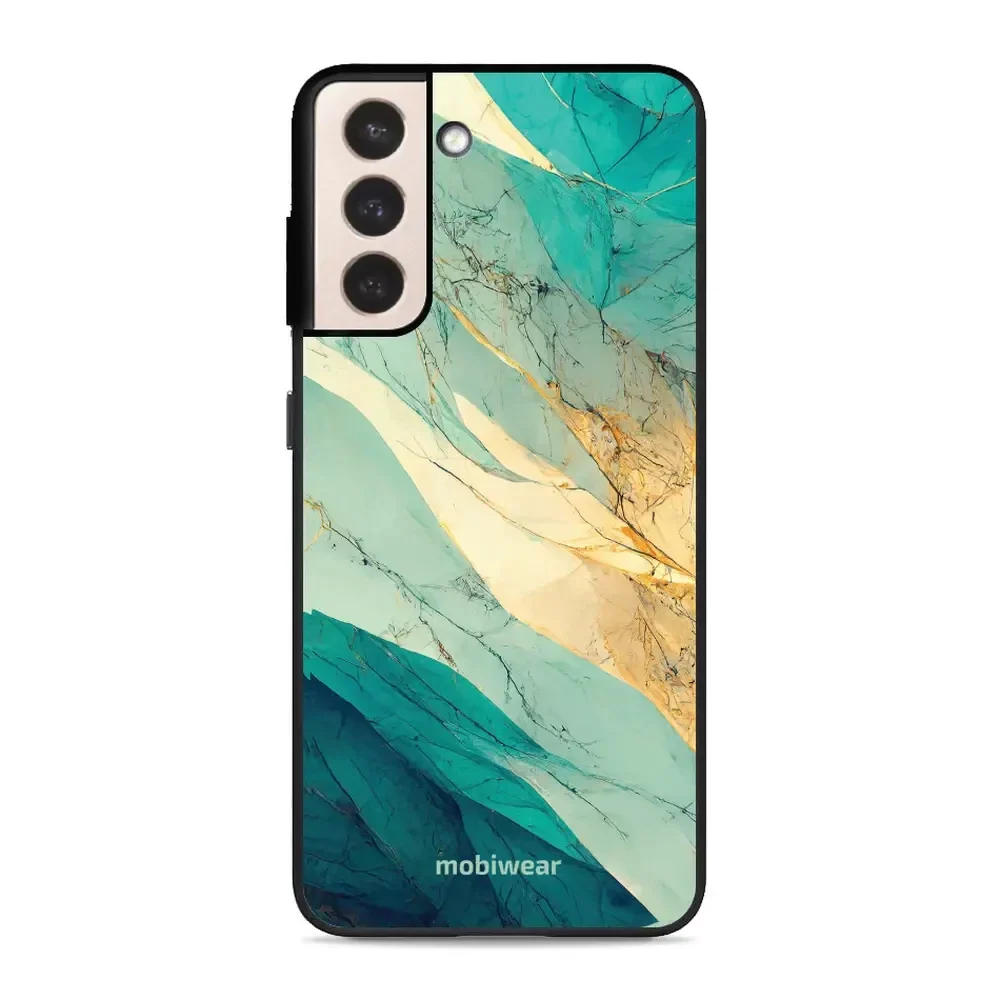 Handyhülle für Galaxy S21 Plus, Mobiwear Glossy Case, Türkis-Marmor