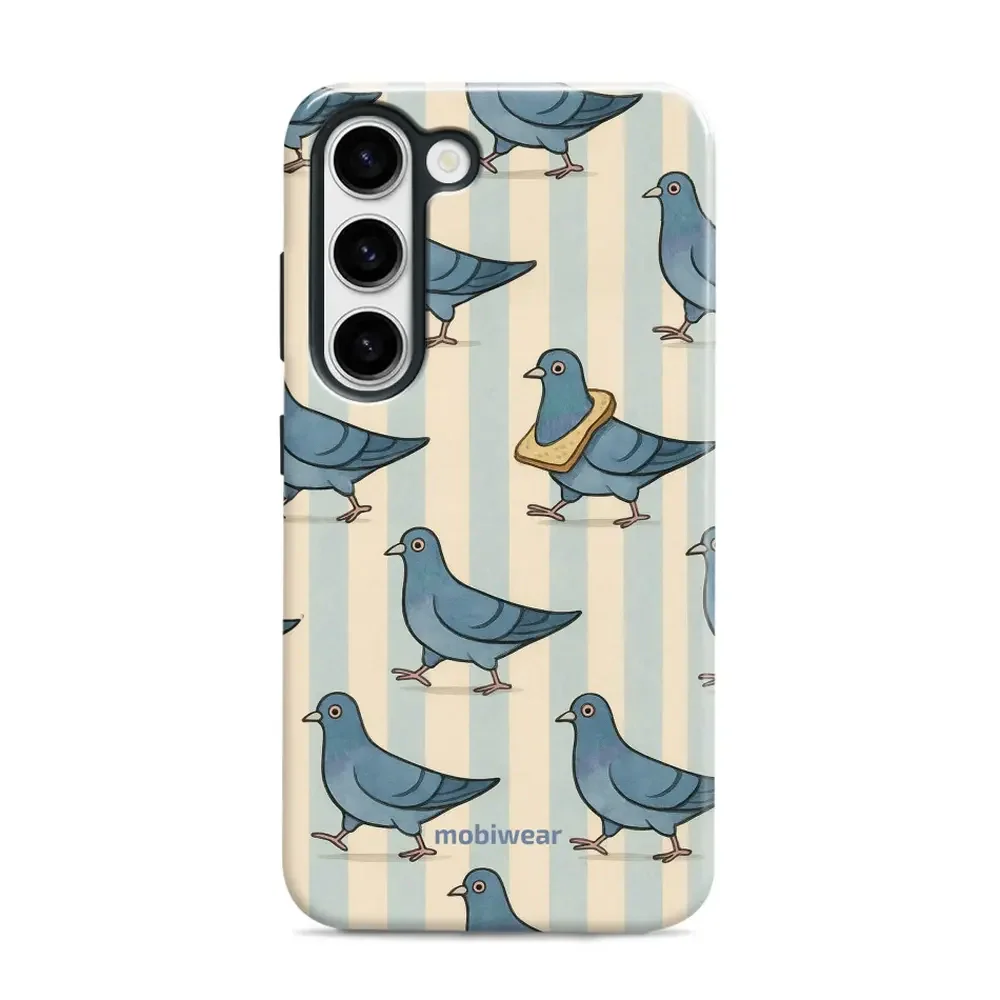 Handyhülle für Galaxy S23, Mobiwear Elite Pro, Blaue Tauben