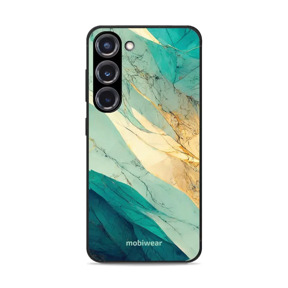 Handyhülle für Galaxy S23 Plus, Mobiwear Glossy Case, Türkis-Marmor