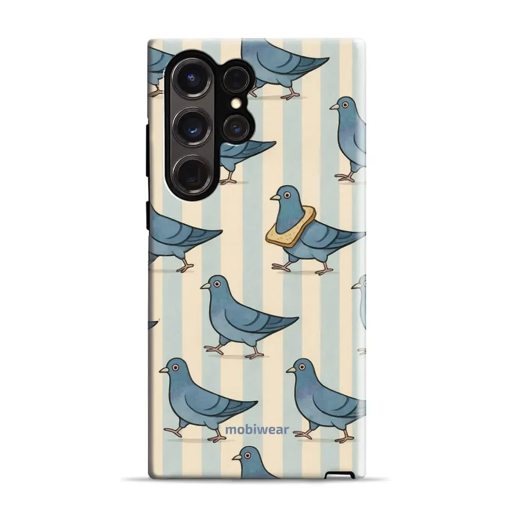 Handyhülle für Galaxy S23 Ultra, Mobiwear Elite Pro, Blaue Tauben
