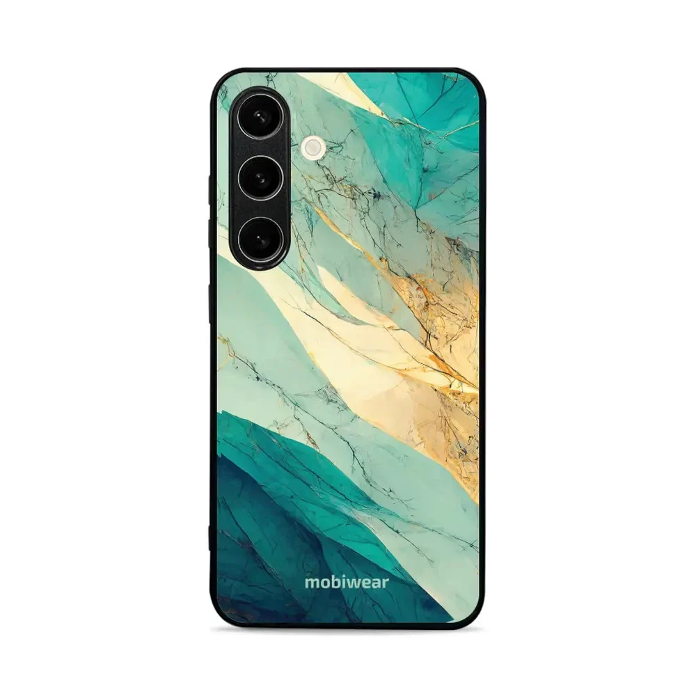 Handyhülle für Galaxy S24, Mobiwear Glossy Case, Türkis-Marmor