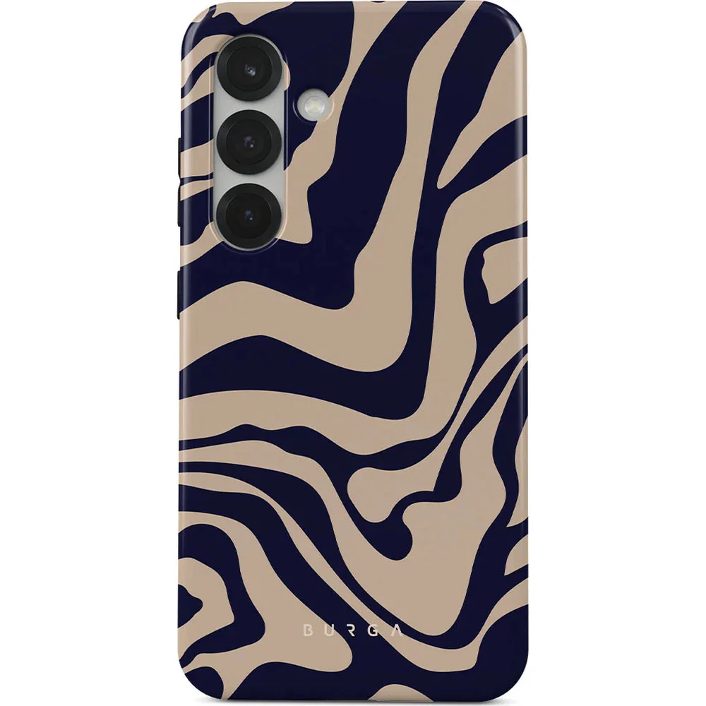Handyhülle für Galaxy S25, Burga Vigilant Tough, Beige und marineblau