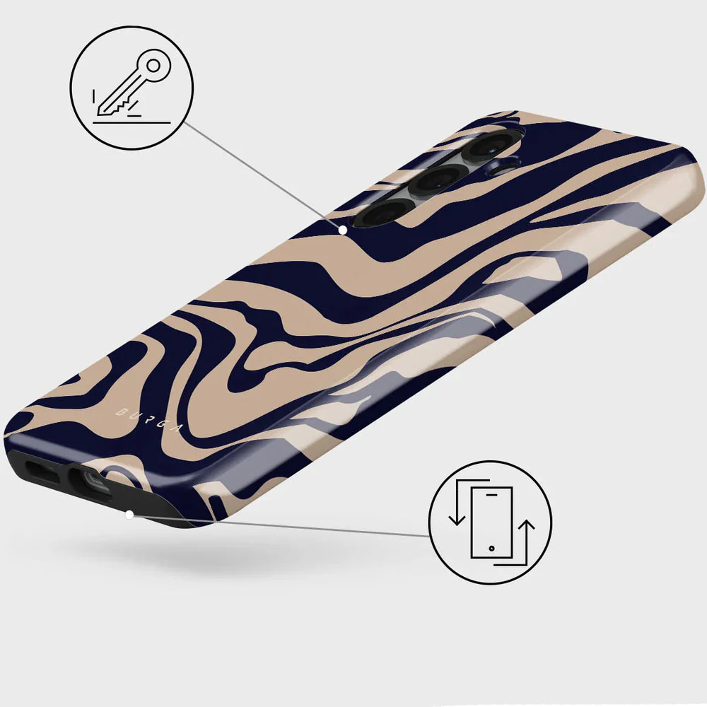 Handyhülle für Galaxy S25, Burga Vigilant Tough, Beige und marineblau - Image 3