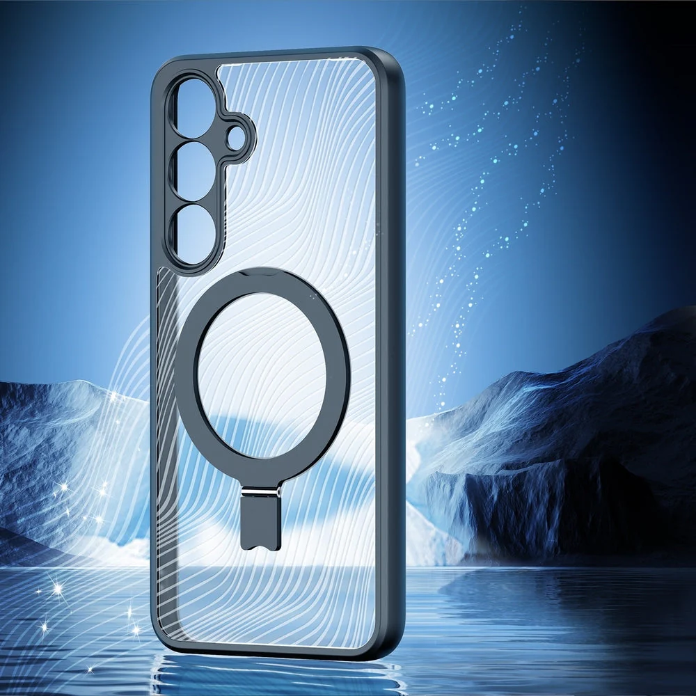 Handyhülle für Galaxy S25, Dux Ducis Aimo Mag Magnetic Stand, Transparent mit schwarzen Rahmen - Image 6