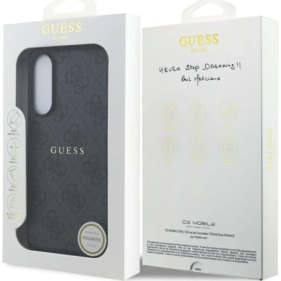 Handyhülle für Galaxy S25 Edge, Guess Hardcase 4G Ring Classic Logo MagSafe, Schwarz - Image 8
