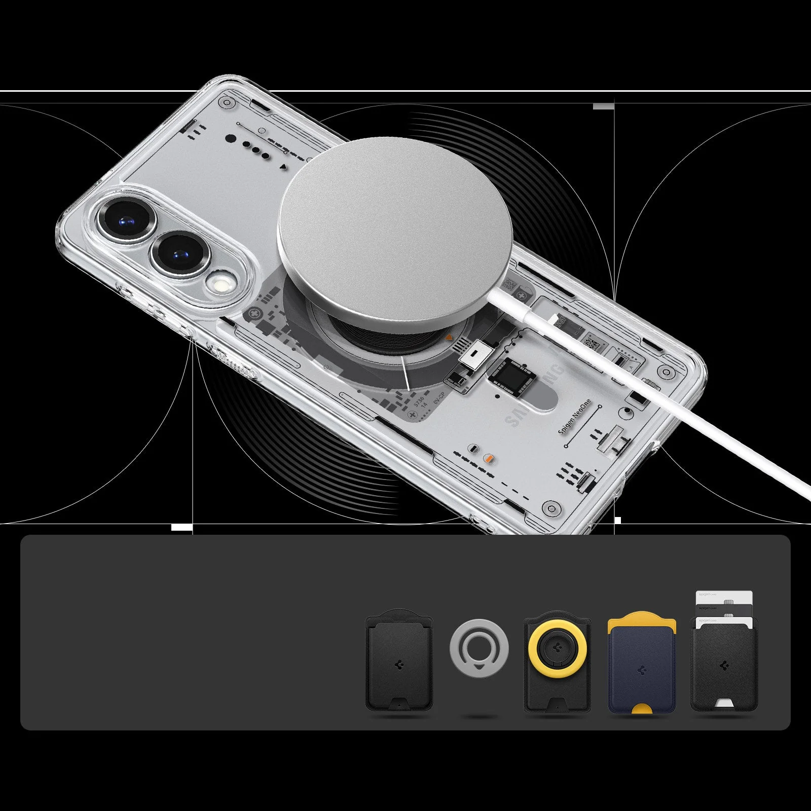 Handyhülle für Galaxy S25 Edge, Spigen Ultra Hybrid Mag mit MagSafe, Transparent-Gemustert (Neo One) - Image 4