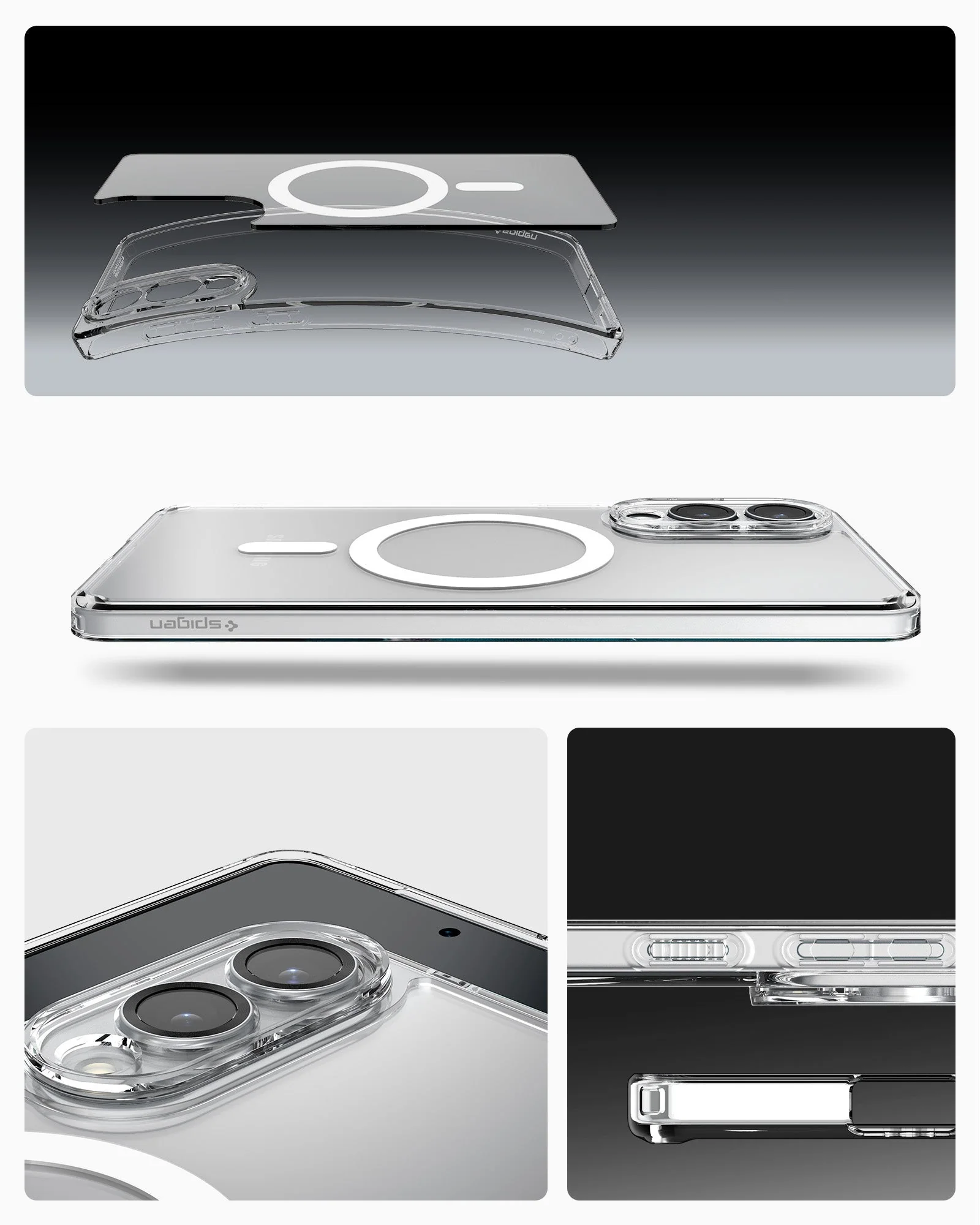 Handyhülle für Galaxy S25 Edge, Spigen Ultra Hybrid Mag mit MagSafe, Transparent-Weiß - Image 2