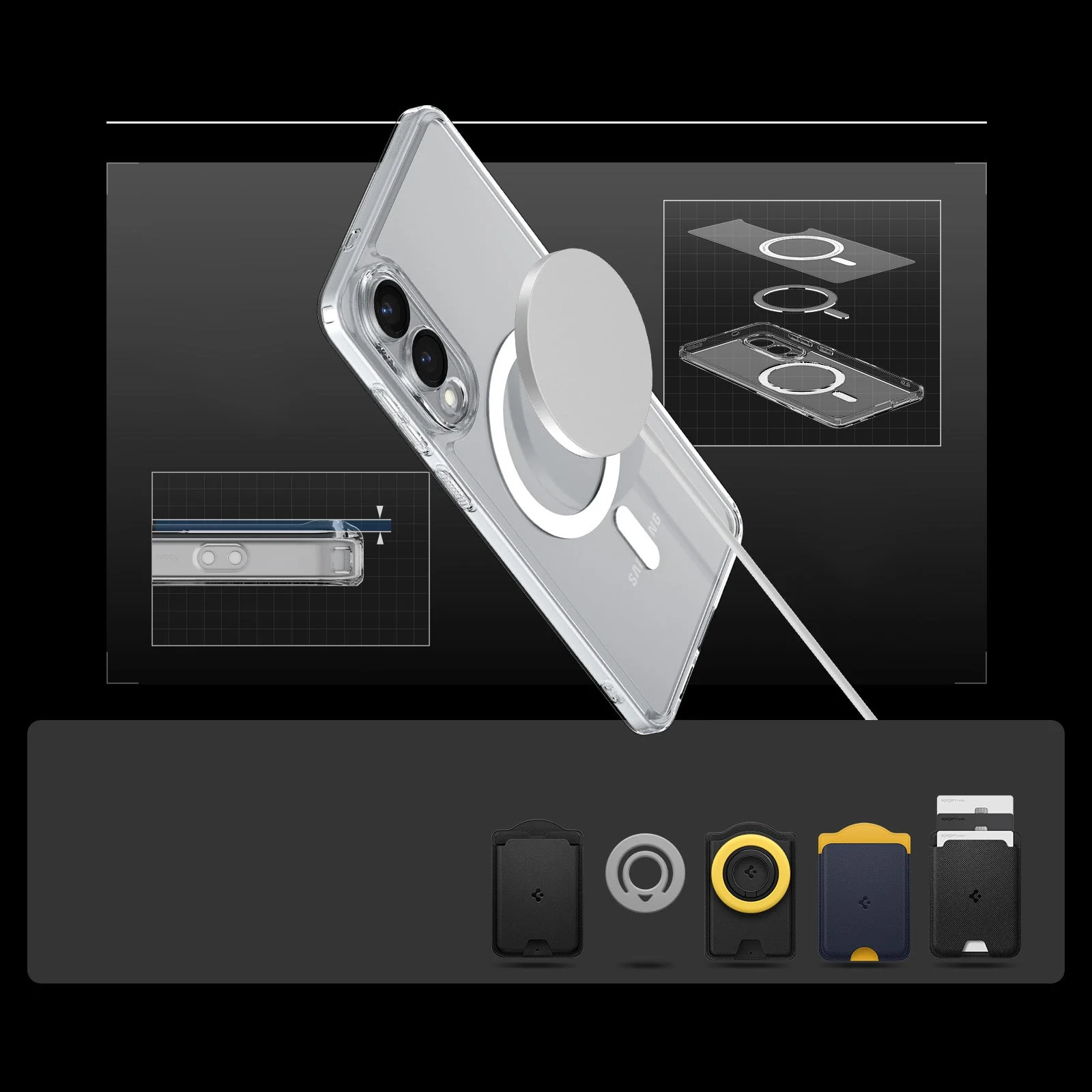 Handyhülle für Galaxy S25 Edge, Spigen Ultra Hybrid Mag mit MagSafe, Transparent-Weiß - Image 4