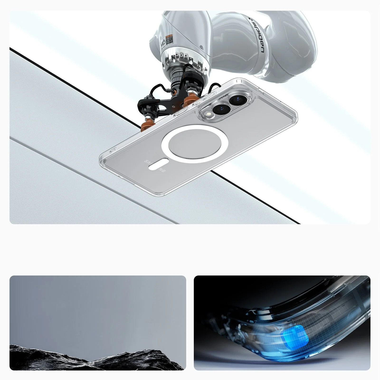 Handyhülle für Galaxy S25 Edge, Spigen Ultra Hybrid Mag mit MagSafe, Transparent-Weiß - Image 6