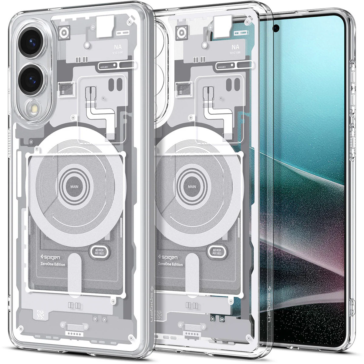 Handyhülle für Galaxy S25 Edge, Spigen Ultra Hybrid Mag mit MagSafe, Weiß-Grau (Zero One)