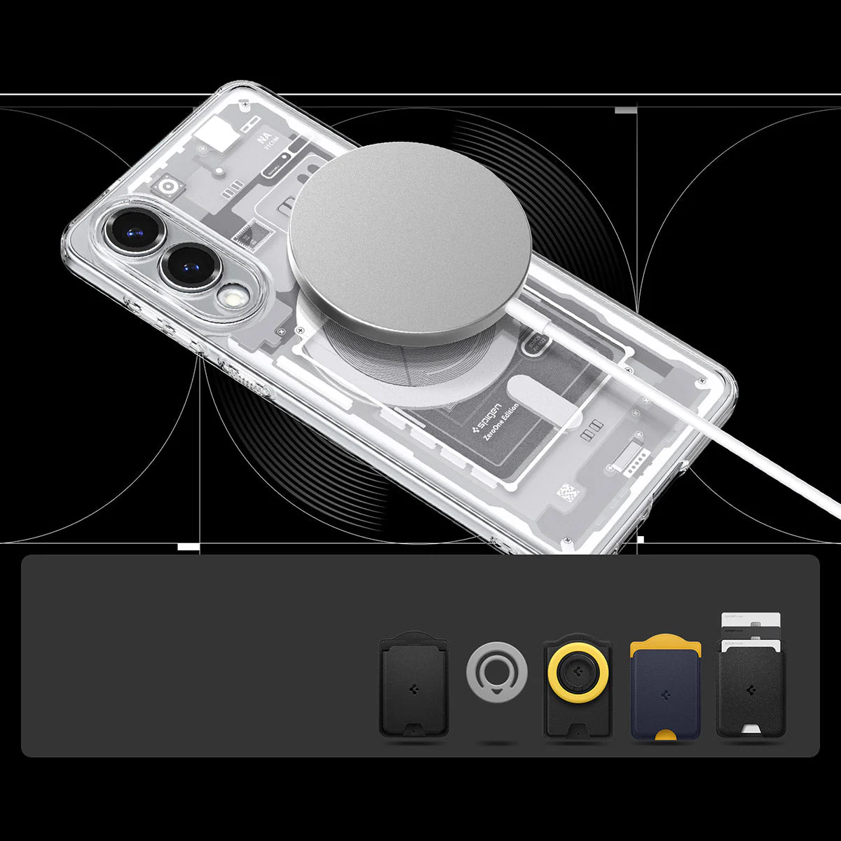 Handyhülle für Galaxy S25 Edge, Spigen Ultra Hybrid Mag mit MagSafe, Weiß-Grau (Zero One) - Image 4