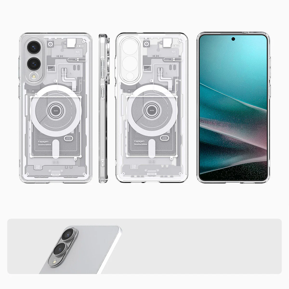 Handyhülle für Galaxy S25 Edge, Spigen Ultra Hybrid Mag mit MagSafe, Weiß-Grau (Zero One) - Image 5