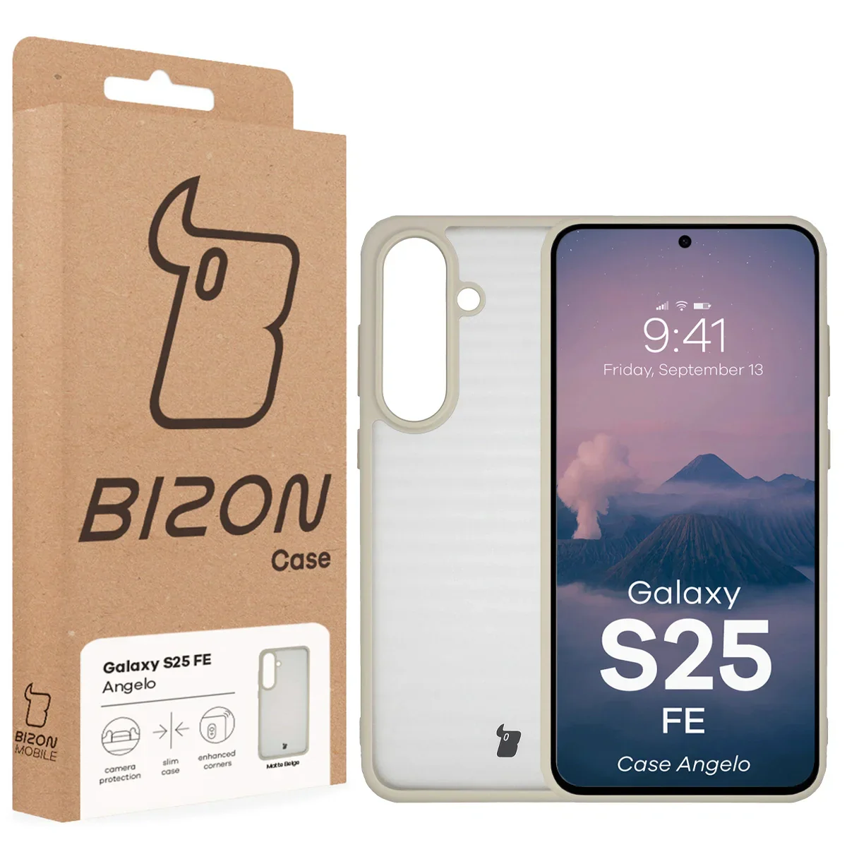 Handyhülle für Galaxy S25 FE, Bizon Case Angelo, Semitransparent mit beigem Rahmen - Image 6