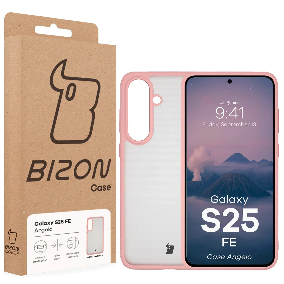 Handyhülle für Galaxy S25 FE, Bizon Case Angelo, Semitransparent mit hellrosa Rahmen - Image 6