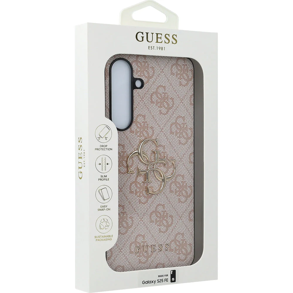 Handyhülle für Galaxy S25 FE, Guess Hardcase 4G Big 4G Classic Logo, Rosa mit Goldenen Elementen - Image 6