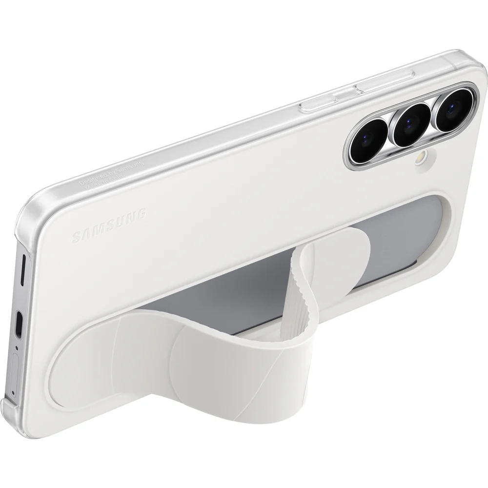 Handyhülle für Galaxy S25 FE, Samsung Silicone Standing Grip Case, Weiß - Image 3