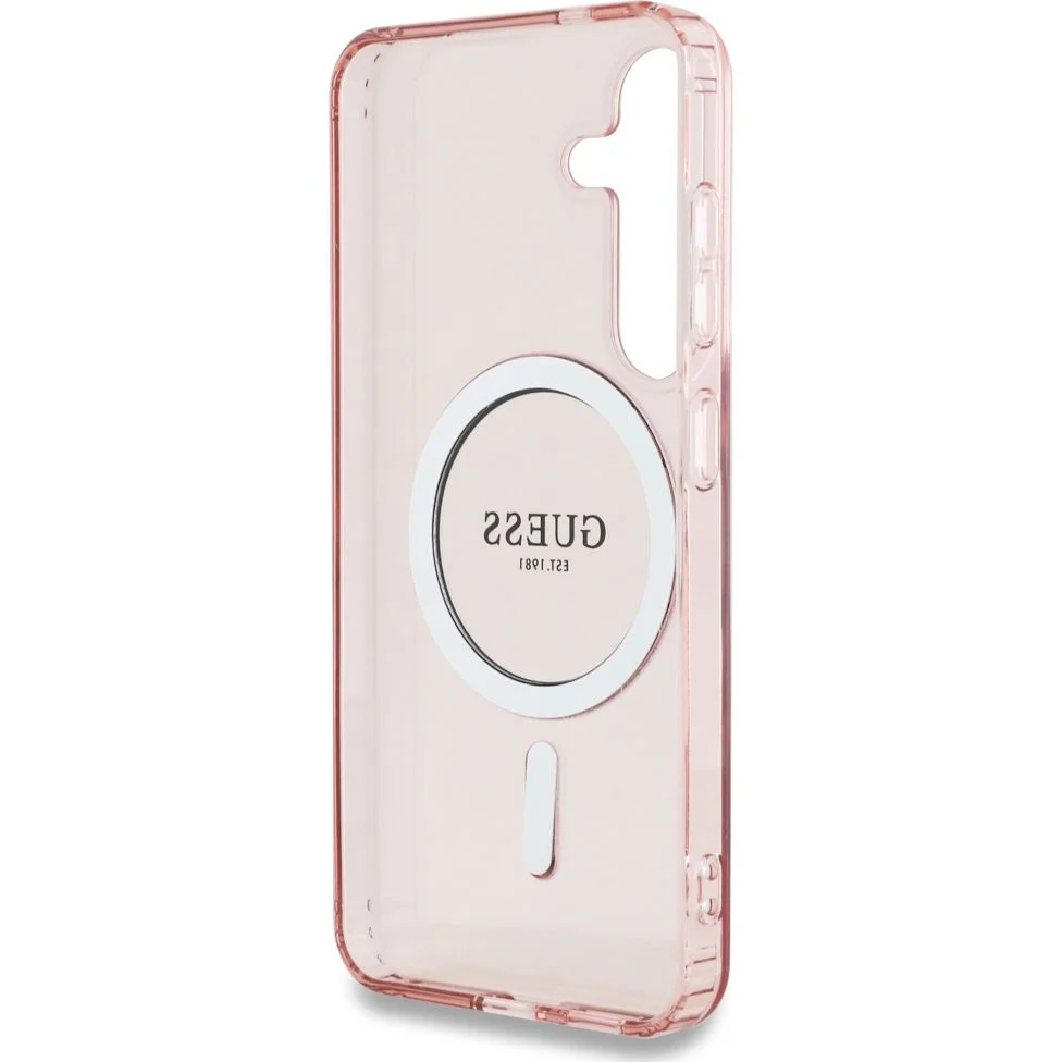 Handyhülle für Galaxy S25, Guess Glitter Circle Classic Logo mit MagSafe, Rosa - Image 7