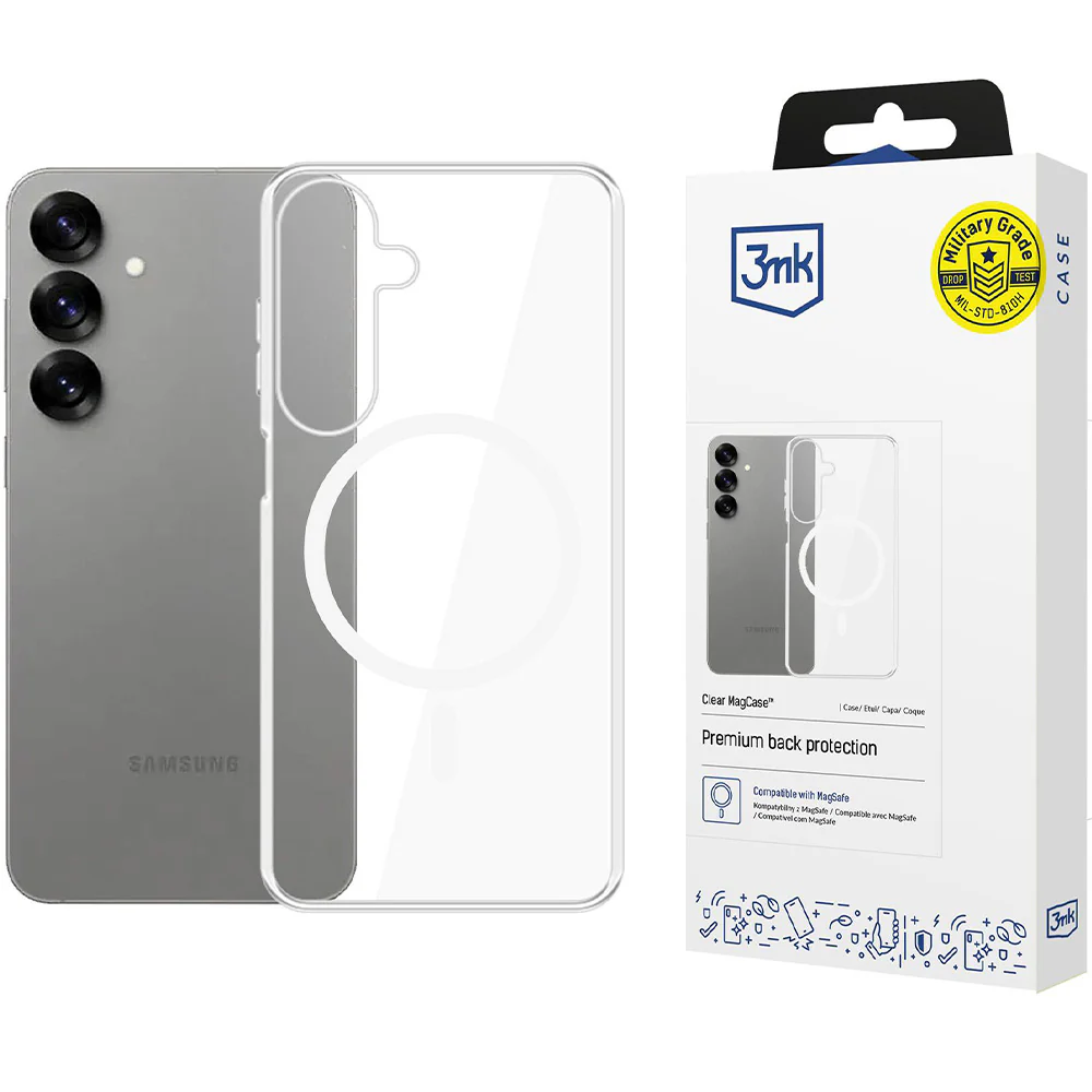 Handyhülle für Galaxy S25 Plus, 3mk Clear MagCase mit MagSafe, Transparent-Weiß - Image 2