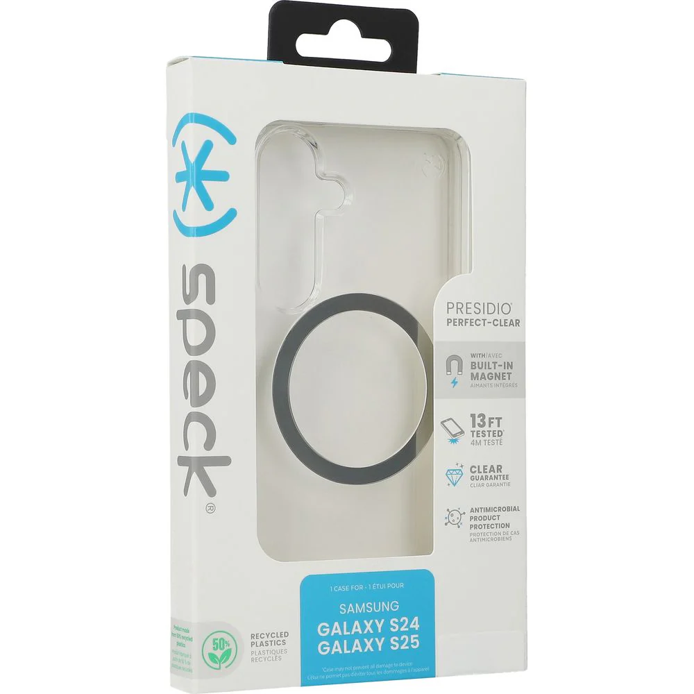 Handyhülle für Galaxy S25 / S24, Speck Presidio Perfect-Clear mit MagSafe, Transparentes Chrom und Silbern - Image 13
