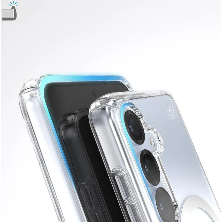 Handyhülle für Galaxy S25 / S24, Speck Presidio Perfect-Clear mit MagSafe, Transparentes Chrom und Silbern - Image 6