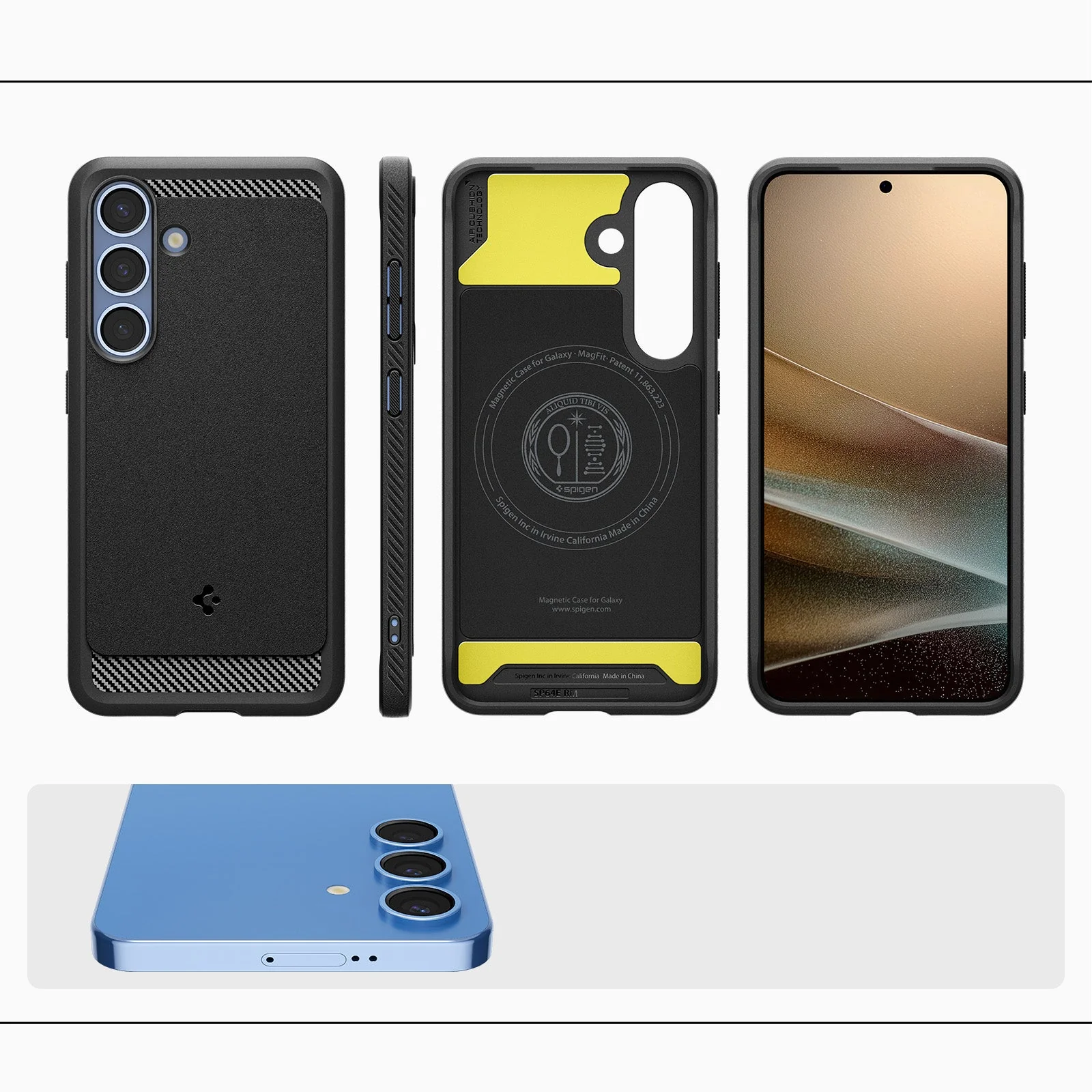 Handyhülle für Galaxy S25, Spigen Rugged Armor Mag mit MagSafe, Schwarz - Image 5