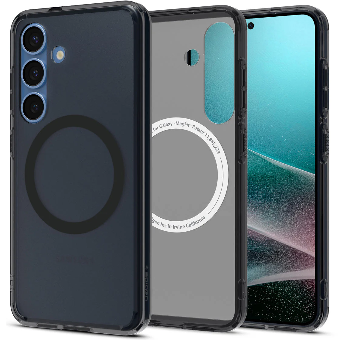 Handyhülle für Galaxy S25, Spigen Ultra Hybrid Mag mit MagSafe, Durchscheinend-Schwarz