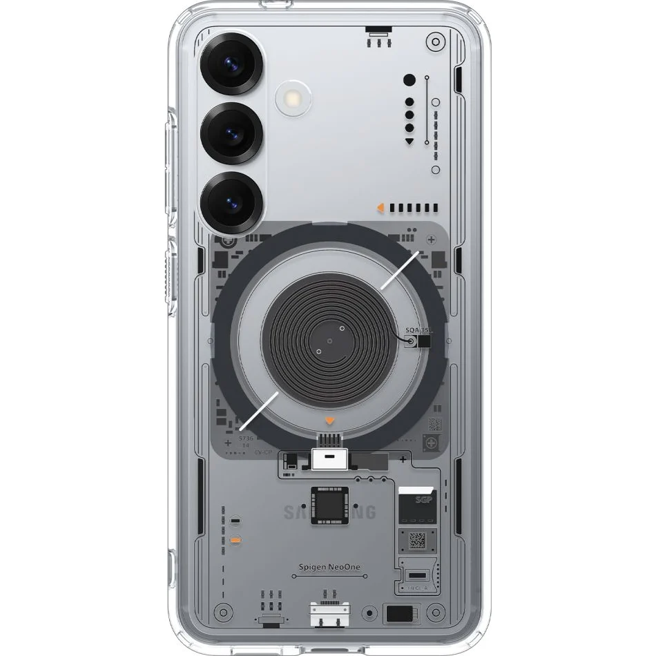 Handyhülle für Galaxy S25, Spigen Ultra Hybrid Mag mit MagSafe, Transparent-Gemustert (Neo One) - Image 3