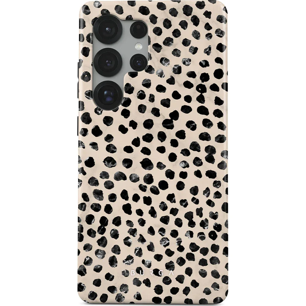Handyhülle für Galaxy S25 Ultra, Burga Almond Latte Tough, Beige mit schwarzen Punkten