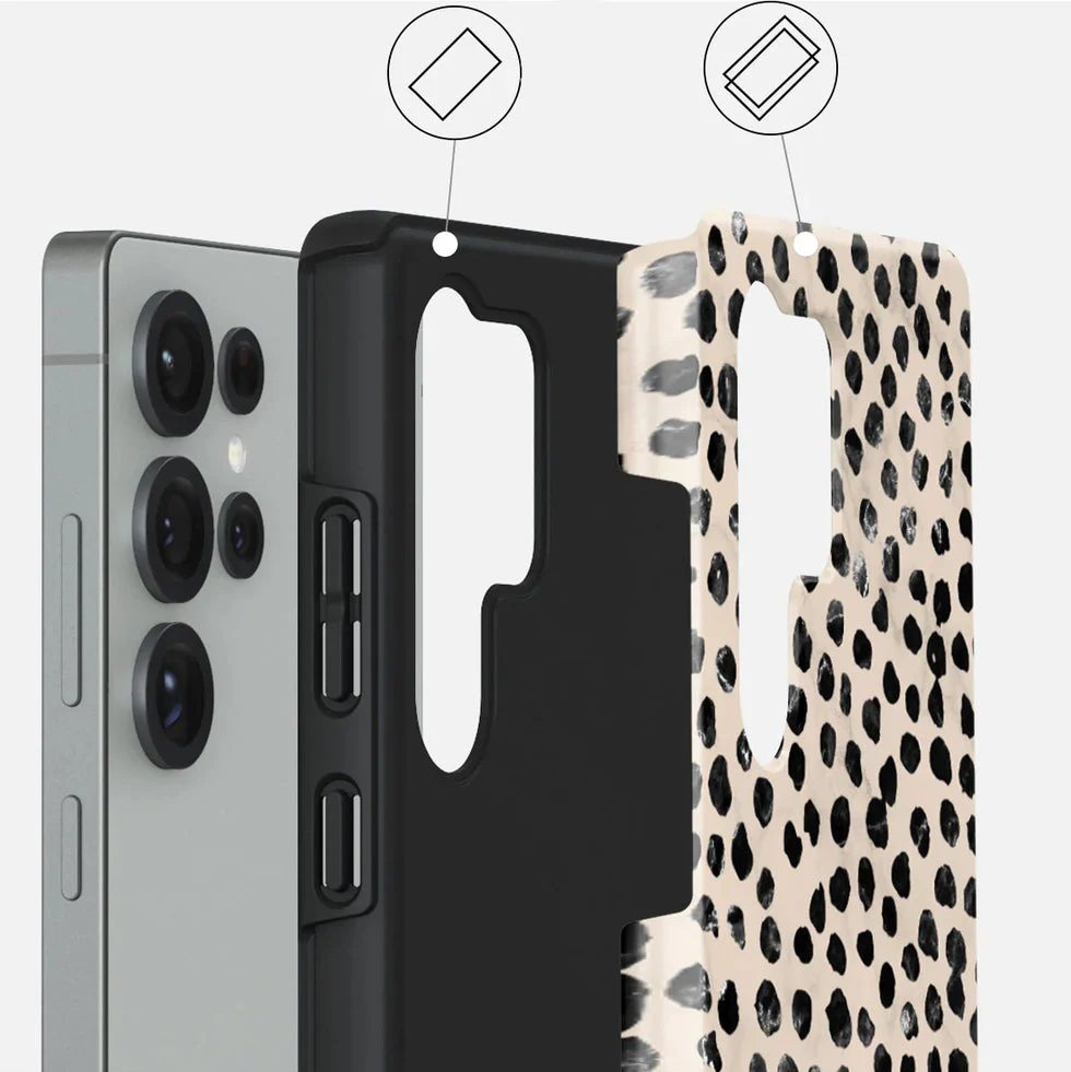 Handyhülle für Galaxy S25 Ultra, Burga Almond Latte Tough, Beige mit schwarzen Punkten - Image 5