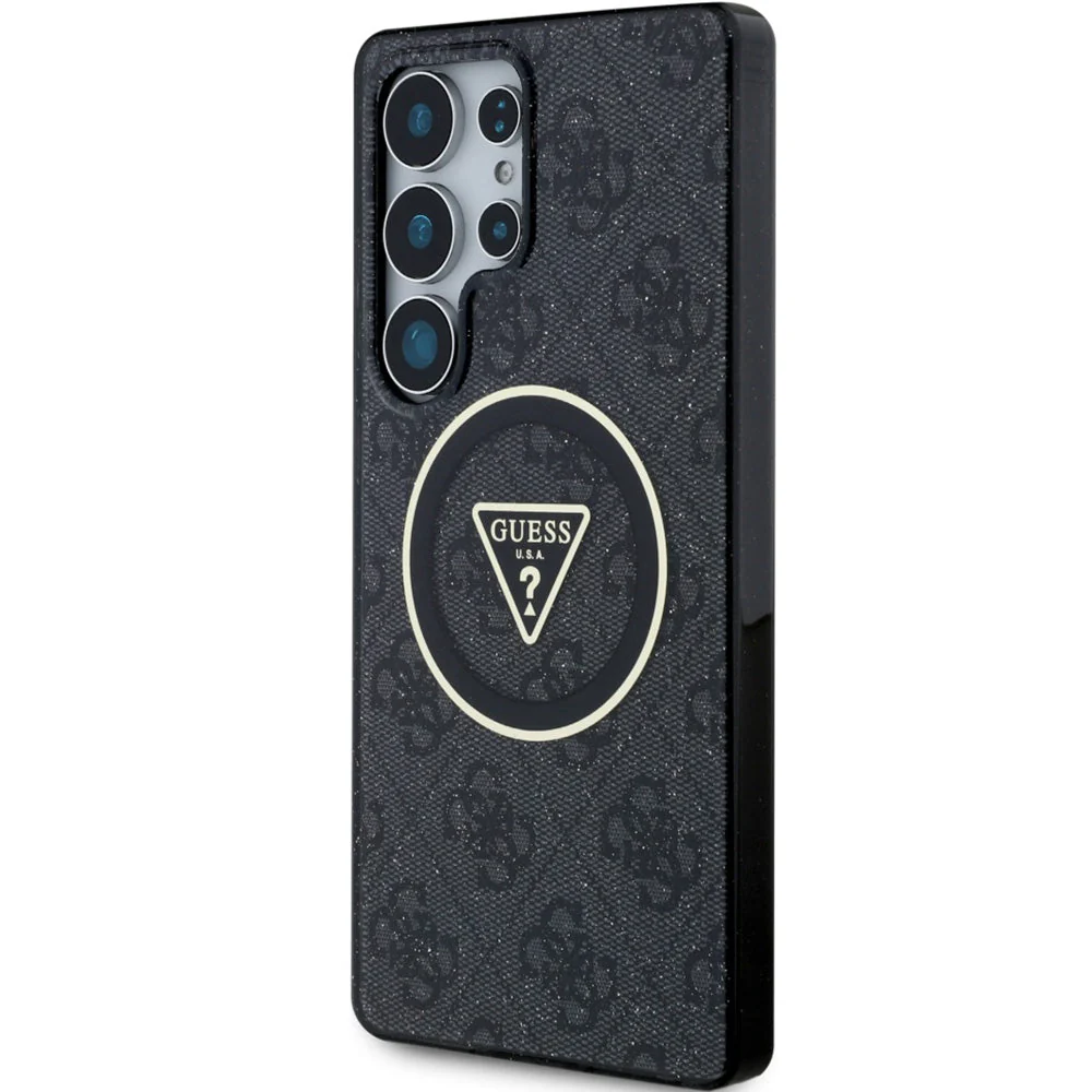 Handyhülle für Galaxy S25 Ultra, Guess 4G Glitter Triangle Buttons mit MagSafe, Schwarz - Image 3