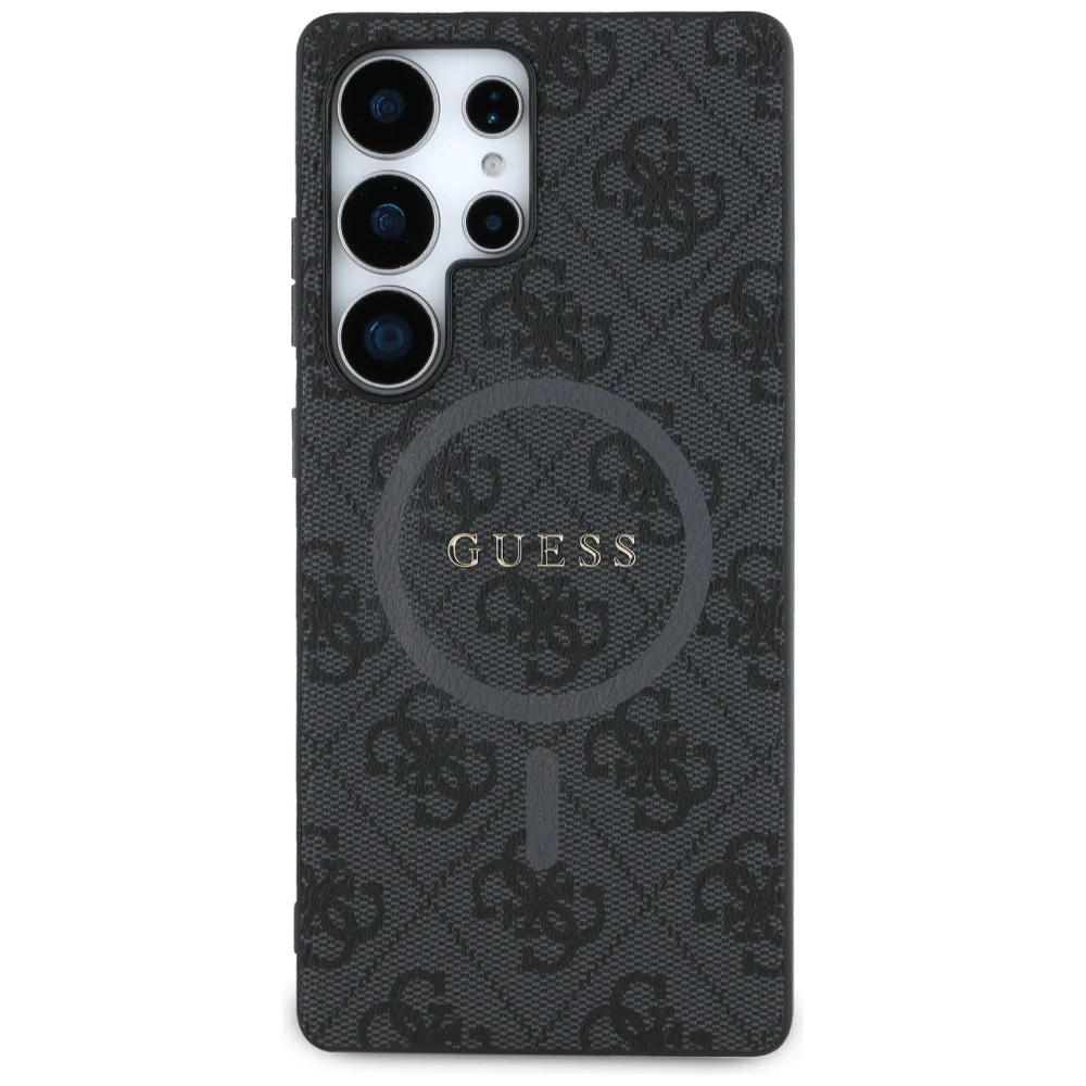 Handyhülle für Galaxy S25 Ultra, Guess Hardcase 4G Ring Classic Logo MagSafe, Schwarz