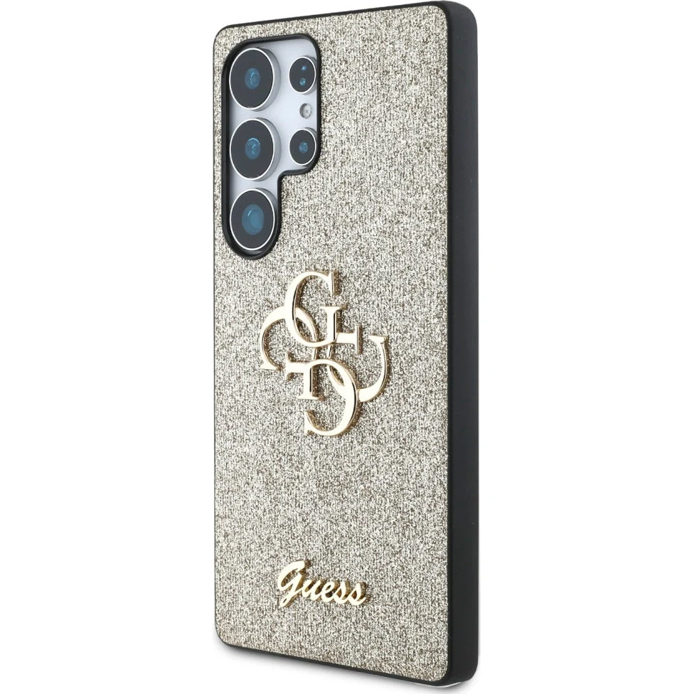 Handyhülle für Galaxy S25 Ultra, Guess Hardcase Glitter Script Big 4G, Golden - Image 3