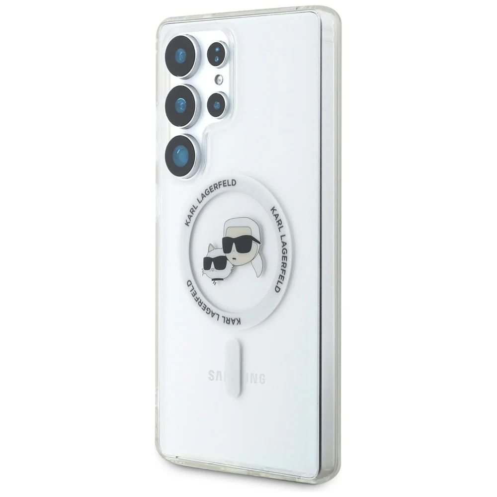 Handyhülle für Galaxy S25 Ultra, Karl Lagerfeld Button Karl&Choupette Heads mit MagSafe, Transluzent mit Weiß - Image 2