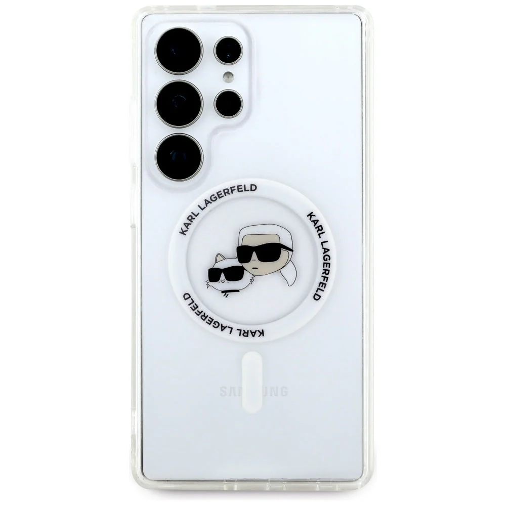 Handyhülle für Galaxy S25 Ultra, Karl Lagerfeld Button Karl&Choupette Heads mit MagSafe, Transluzent mit Weiß - Image 3