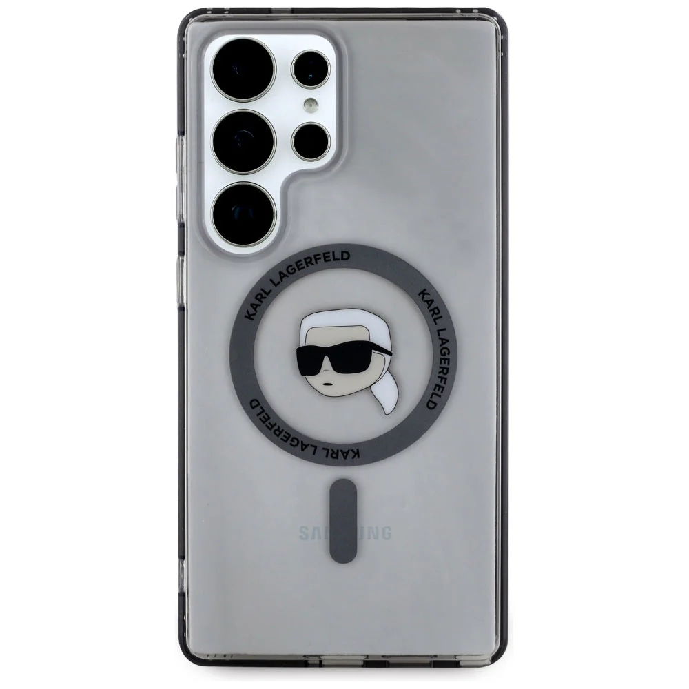 Handyhülle für Galaxy S25 Ultra, Karl Lagerfeld Button Karl Head Printed Logo mit MagSafe, Durchscheinend-Grau - Image 3