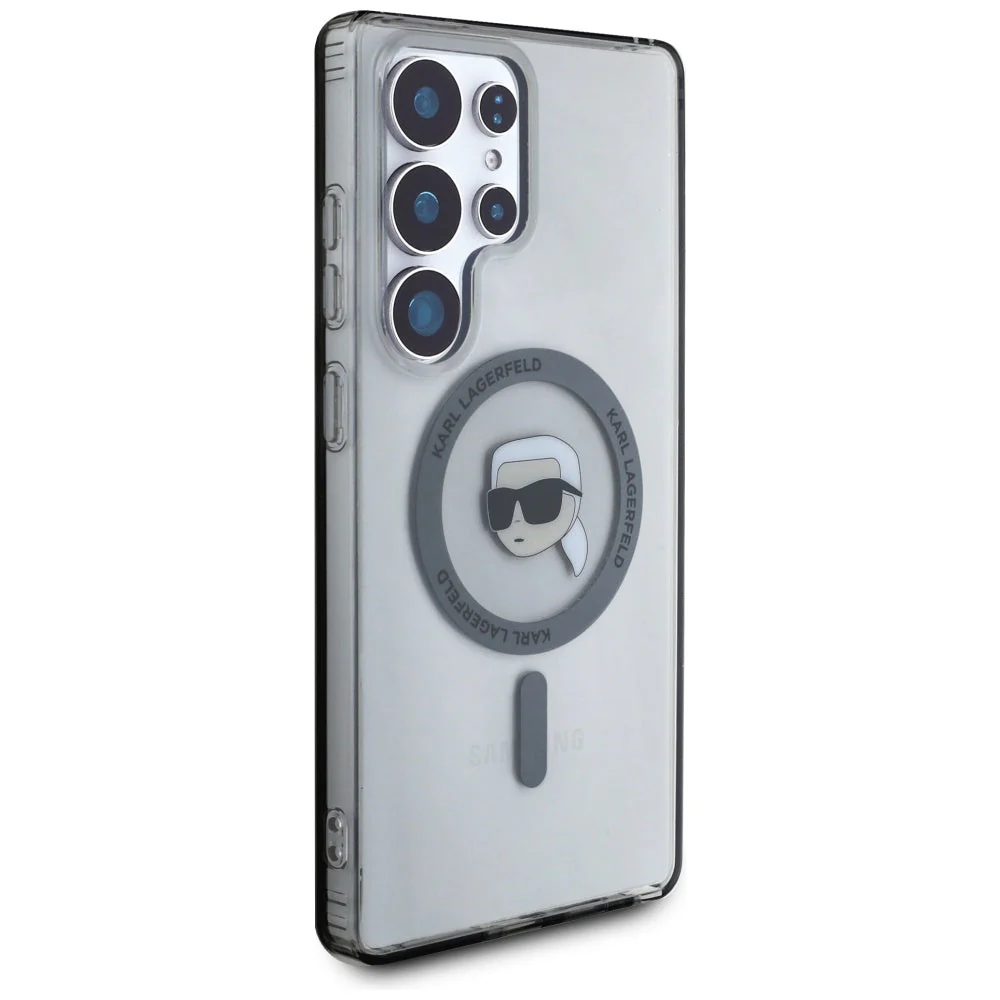 Handyhülle für Galaxy S25 Ultra, Karl Lagerfeld Button Karl Head Printed Logo mit MagSafe, Durchscheinend-Grau - Image 4