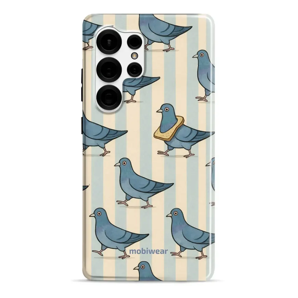 Handyhülle für Galaxy S25 Ultra, Mobiwear Elite Pro, Blaue Tauben