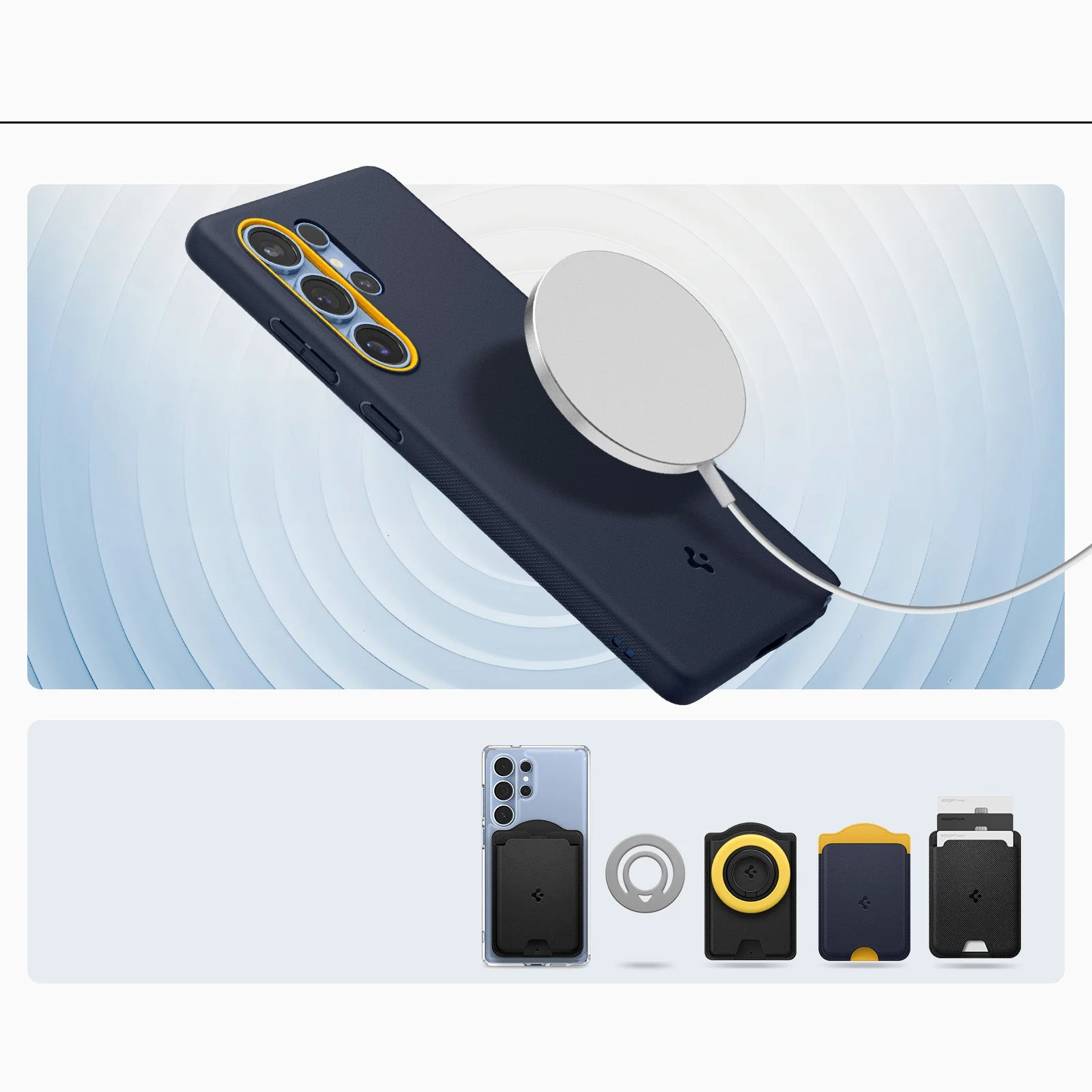 Handyhülle für Galaxy S25 Ultra, Spigen Nano Pop Mag mit MagSafe, Dunkelblau und Gelb - Image 9