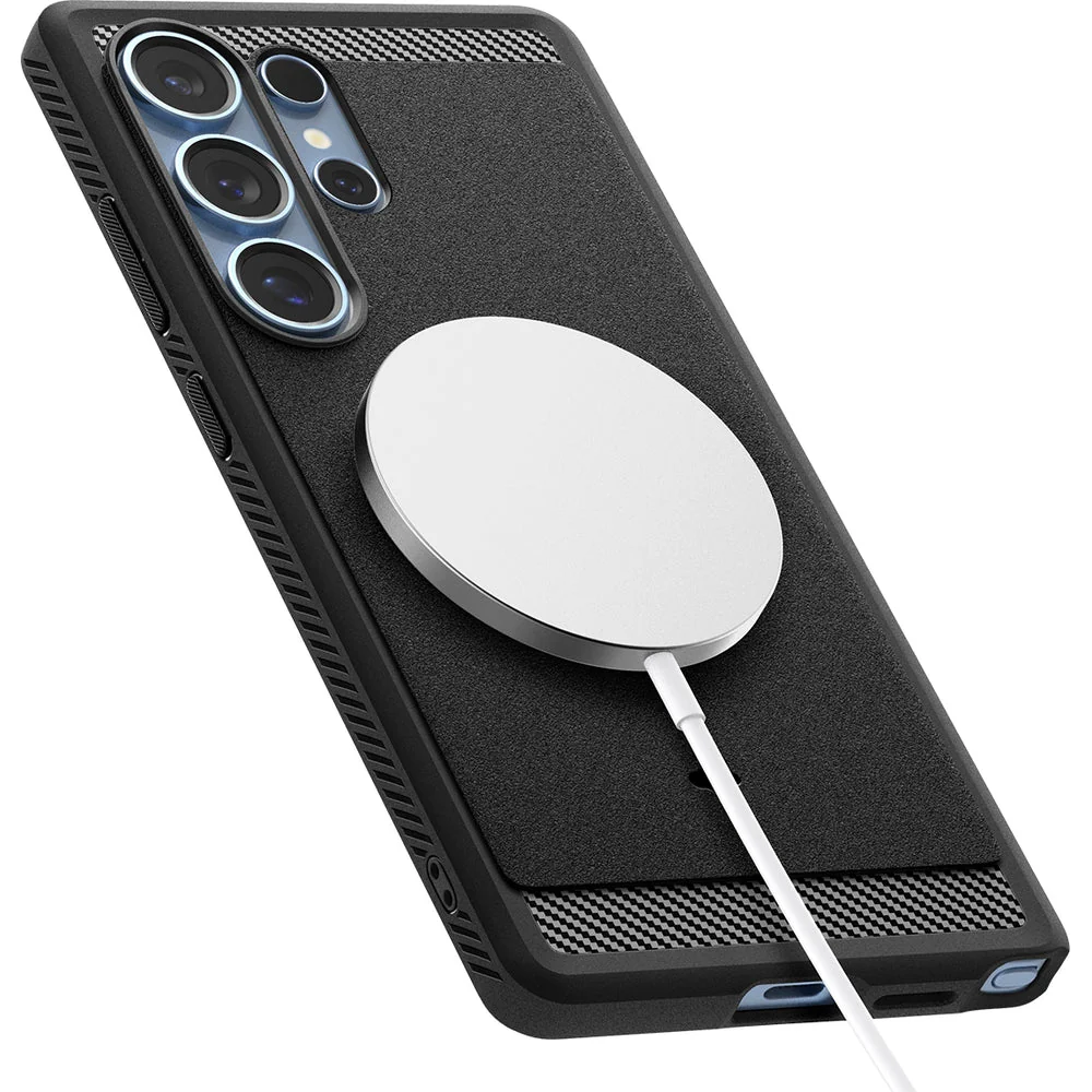 Handyhülle für Galaxy S25 Ultra, Spigen Rugged Armor Mag mit MagSafe, Schwarz - Image 6